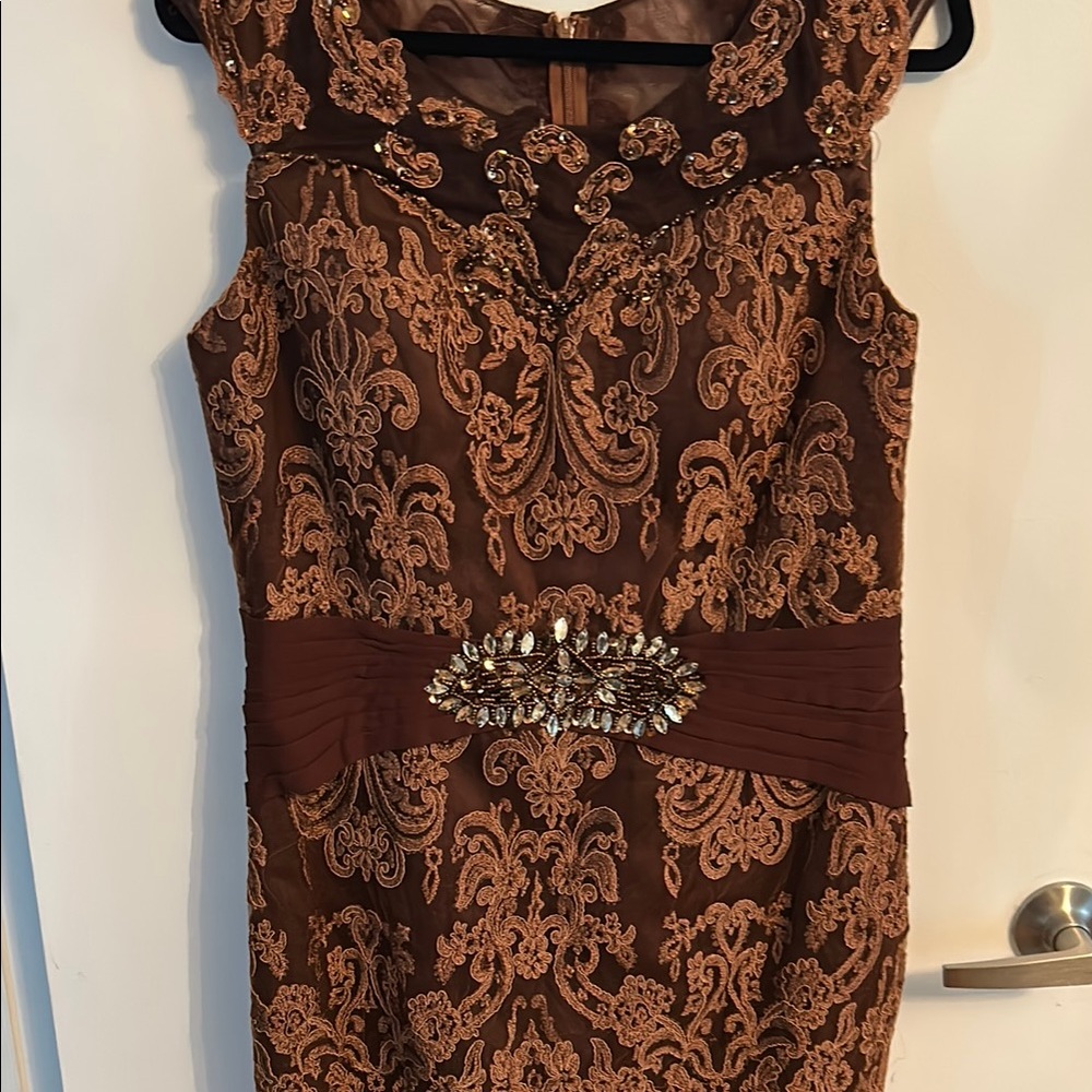 Luxurious Brown Embellished Prom Dress